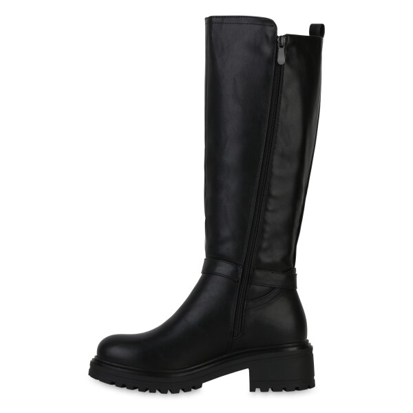 Stiefelparadies Damen Bikerstiefel in Schwarz