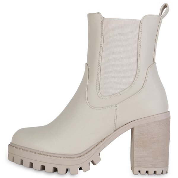 Stiefelparadies Damen Chelsea Boots in Beige
