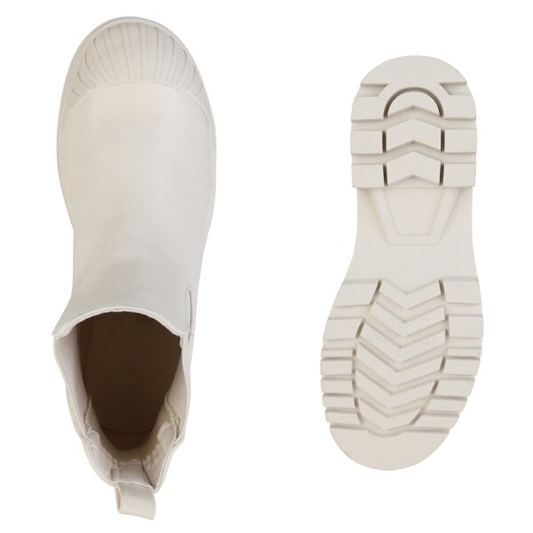 Stiefelparadies Damen Chelsea Boots In Creme