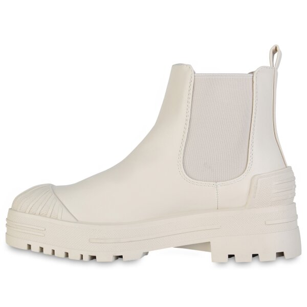 Stiefelparadies Damen Chelsea Boots in Creme