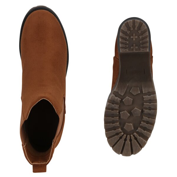 Stiefelparadies Damen Chelsea Boots In Hellbraun