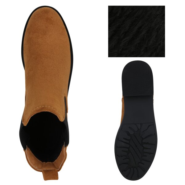 Stiefelparadies Damen Chelsea Boots In Hellbraun