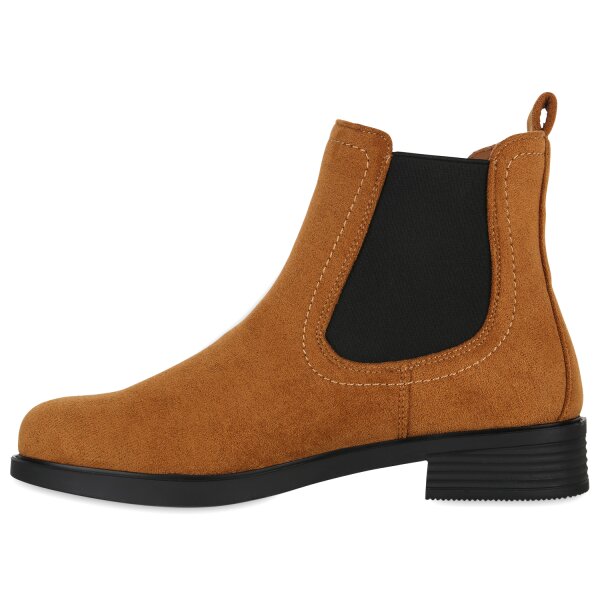 Stiefelparadies Damen Chelsea Boots in Hellbraun