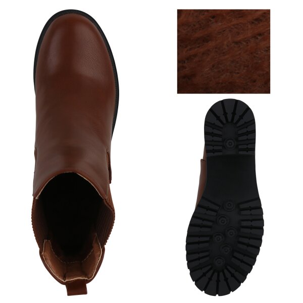 Stiefelparadies Damen Chelsea Boots In Hellbraun