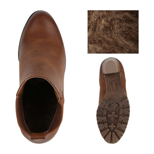 Stiefelparadies Damen Chelsea Boots In Hellbraun