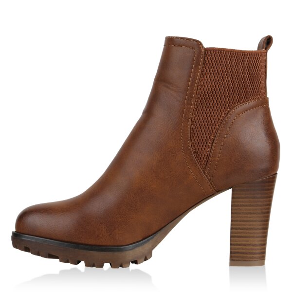 Stiefelparadies Damen Chelsea Boots in Hellbraun