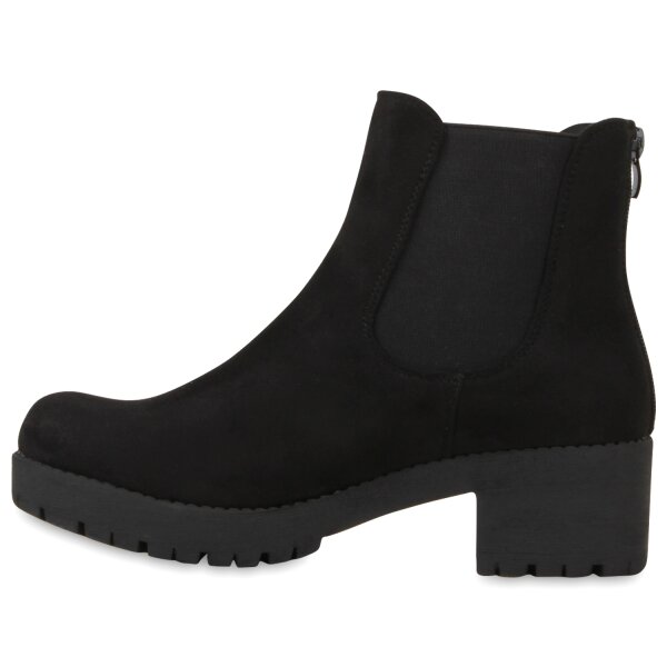 Stiefelparadies Damen Chelsea Boots in Schwarz
