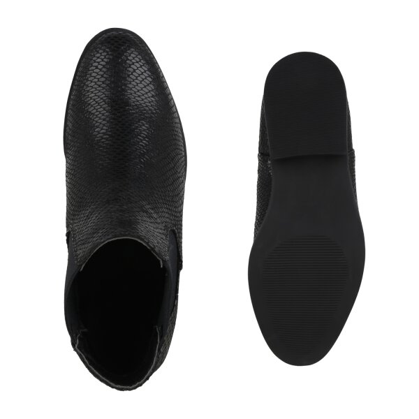Stiefelparadies Damen Chelsea Boots In Schwarz PU