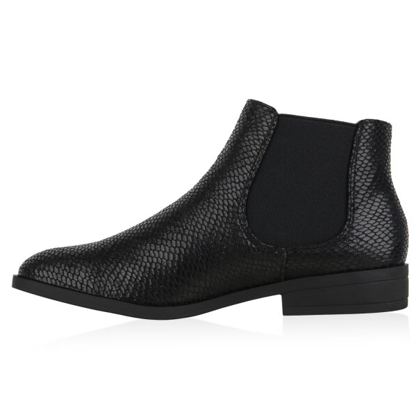 Stiefelparadies Damen Chelsea Boots in Schwarz PU