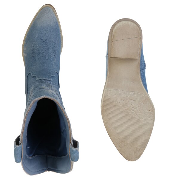 Stiefelparadies Damen Cowboy Boots In Hellblau