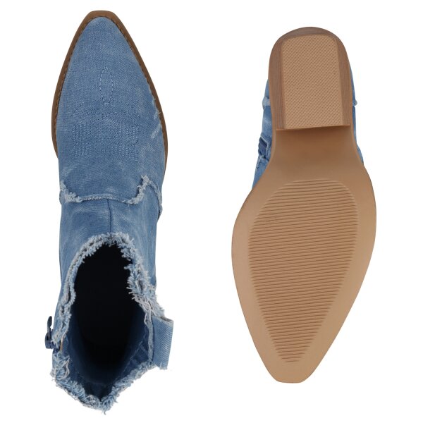 Stiefelparadies Damen Cowboy Boots In Hellblau