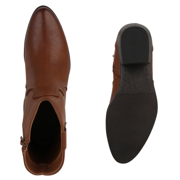 Stiefelparadies Damen Cowboy Boots In Hellbraun
