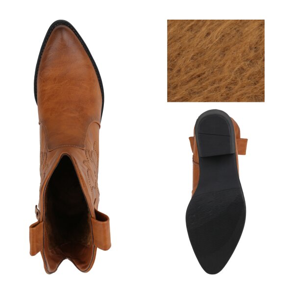 Stiefelparadies Damen Cowboy Boots In Hellbraun