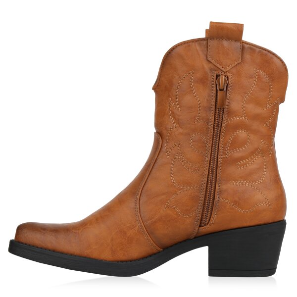 Stiefelparadies Damen Cowboy Boots in Hellbraun