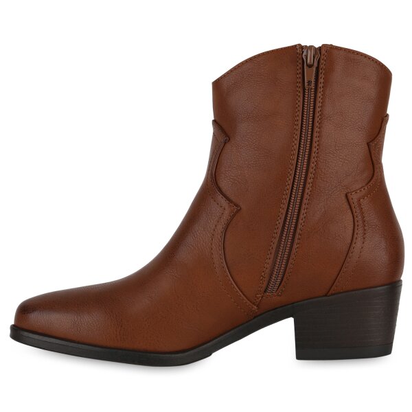 Stiefelparadies Damen Cowboy Boots in Hellbraun
