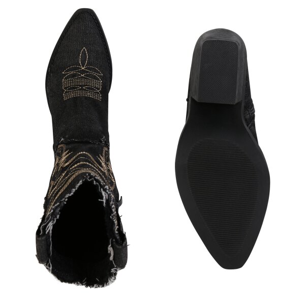 Stiefelparadies Damen Cowboy Boots In Schwarz