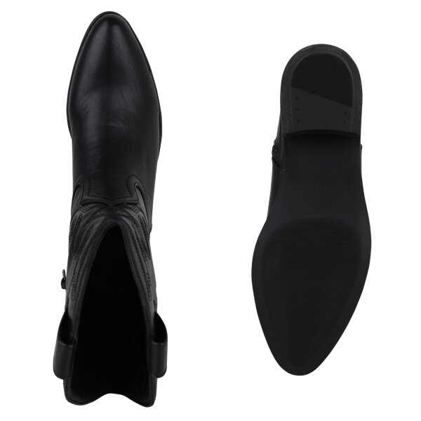 Stiefelparadies Damen Cowboy Boots In Schwarz