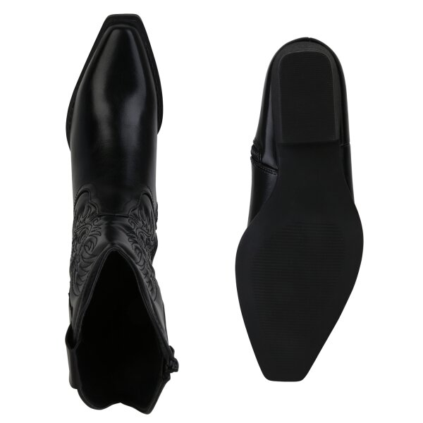 Stiefelparadies Damen Cowboy Boots In Schwarz