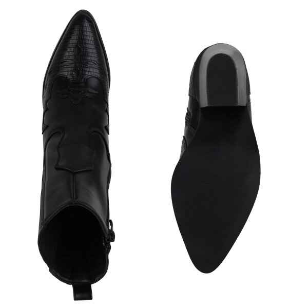 Stiefelparadies Damen Cowboy Boots In Schwarz