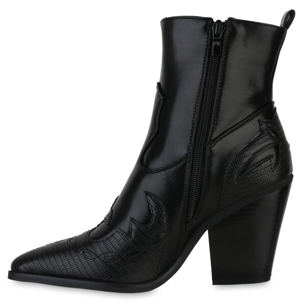 Stiefelparadies Damen Cowboy Boots in Schwarz