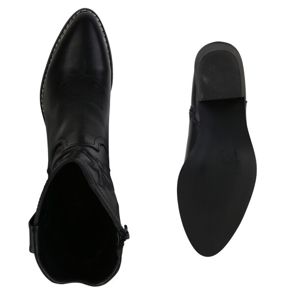 Stiefelparadies Damen Cowboy Boots In Schwarz