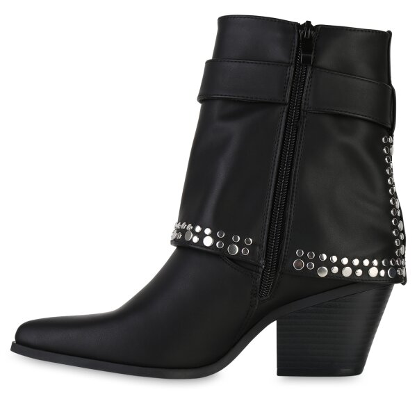 Stiefelparadies Damen Cowboy Boots in Schwarz