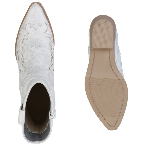 Stiefelparadies Damen Cowboy Boots In Silber