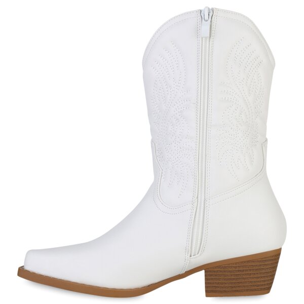 Stiefelparadies Damen Cowboy Boots in Weiss
