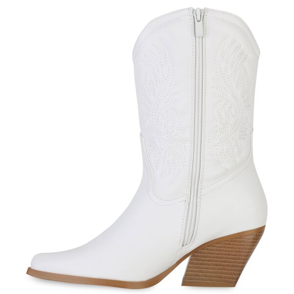Stiefelparadies Damen Cowboy Boots in Weiss