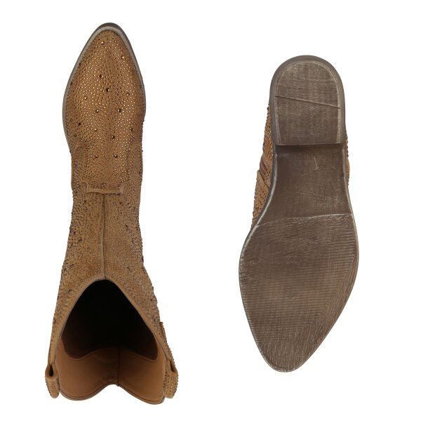 Stiefelparadies Damen Cowboystiefel In Hellbraun