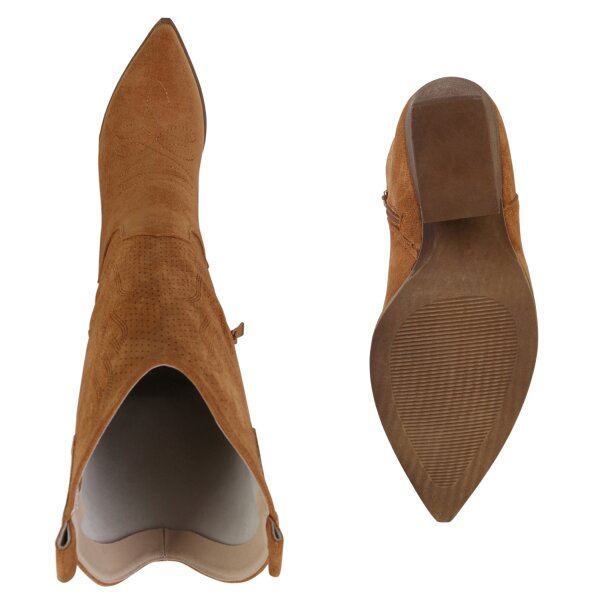 Stiefelparadies Damen Cowboystiefel In Hellbraun