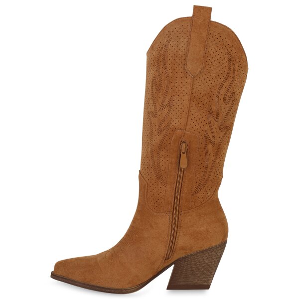 Stiefelparadies Damen Cowboystiefel in Hellbraun