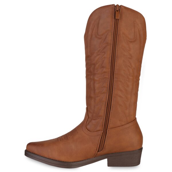 Stiefelparadies Damen Cowboystiefel in Hellbraun