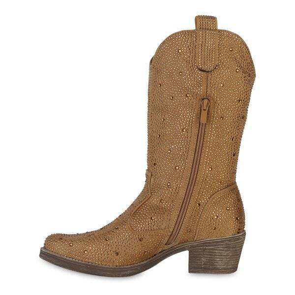 Stiefelparadies Damen Cowboystiefel in Hellbraun