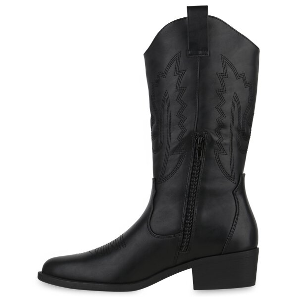 Stiefelparadies Damen Cowboystiefel in Schwarz