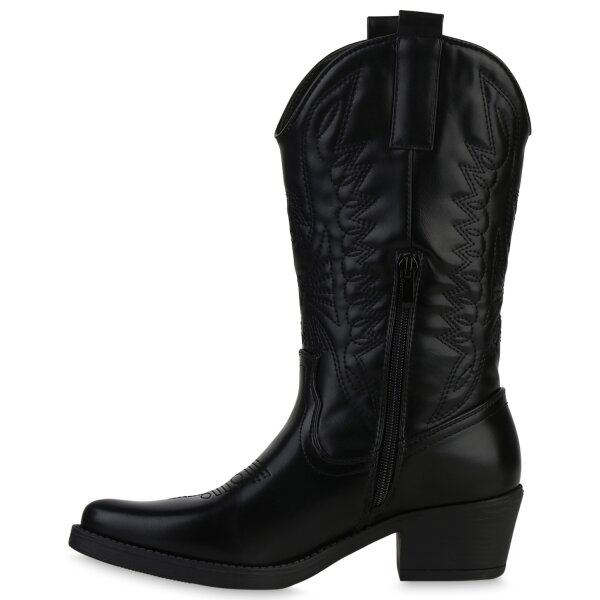 Stiefelparadies Damen Cowboystiefel in Schwarz