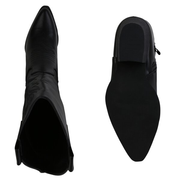 Stiefelparadies Damen Cowboystiefel In Schwarz