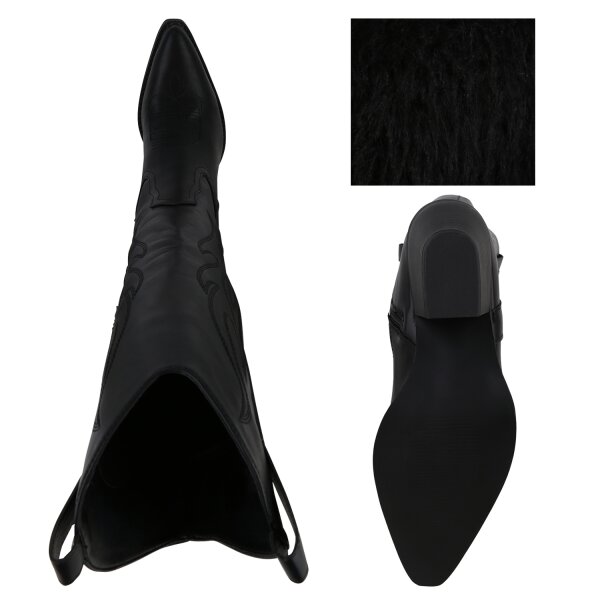 Stiefelparadies Damen Cowboystiefel In Schwarz