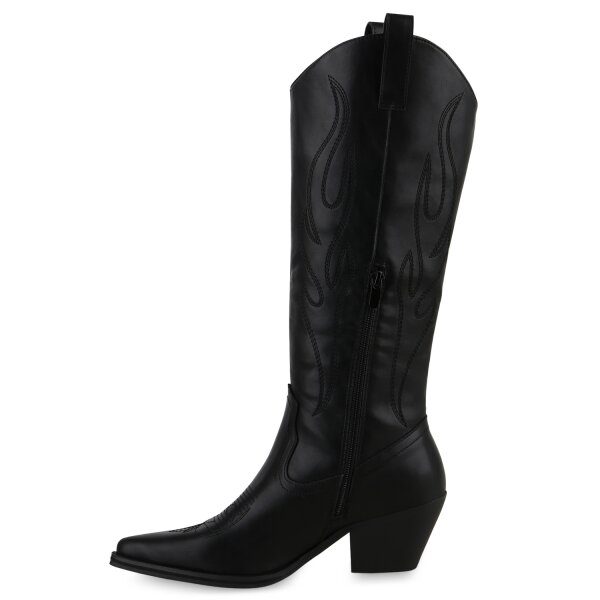 Stiefelparadies Damen Cowboystiefel in Schwarz