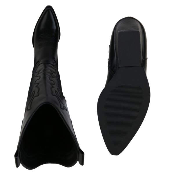 Stiefelparadies Damen Cowboystiefel In Schwarz