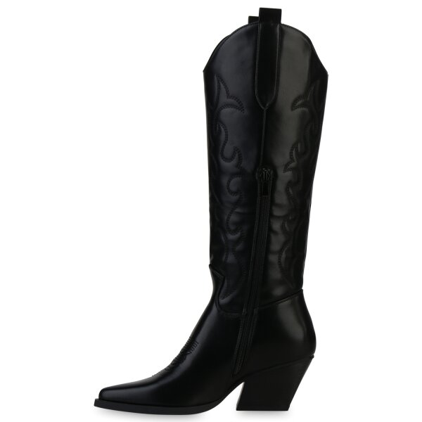 Stiefelparadies Damen Cowboystiefel in Schwarz