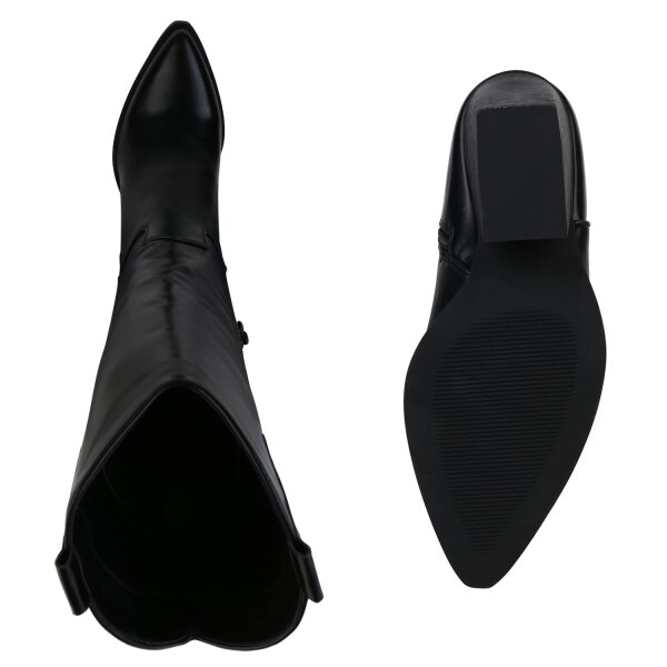 Stiefelparadies Damen Cowboystiefel In Schwarz