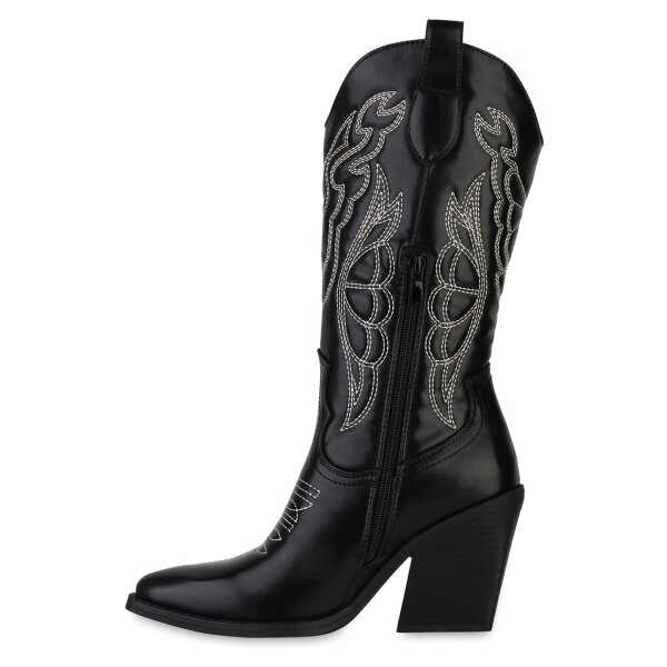 Stiefelparadies Damen Cowboystiefel in Schwarz