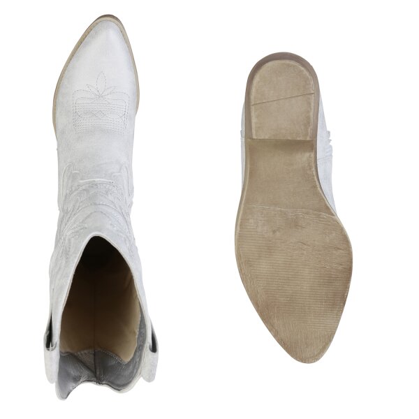 Stiefelparadies Damen Cowboystiefel In Silber