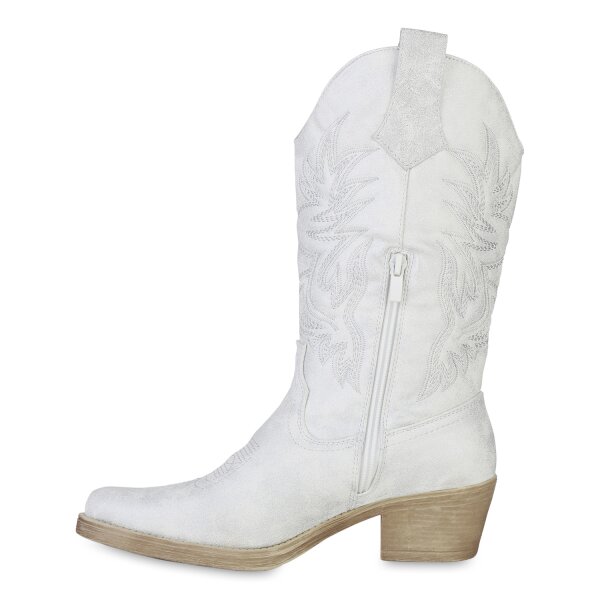 Stiefelparadies Damen Cowboystiefel in Silber