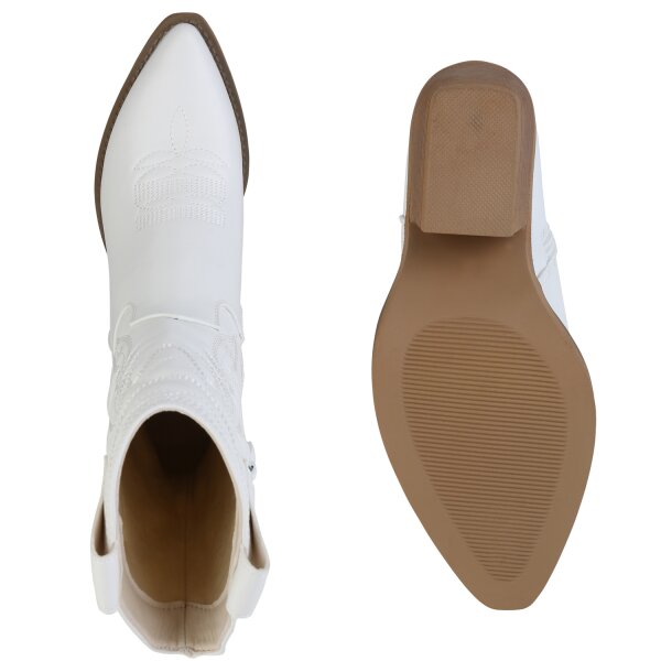 Stiefelparadies Damen Cowboystiefel In Weiss