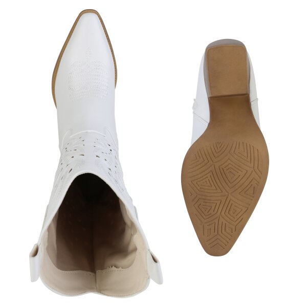 Stiefelparadies Damen Cowboystiefel In Weiss