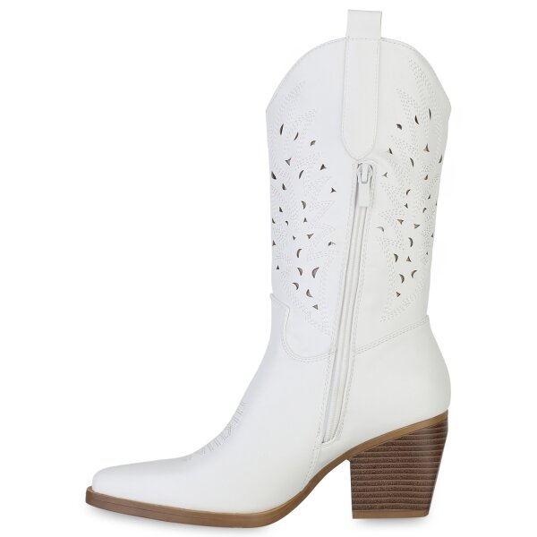 Stiefelparadies Damen Cowboystiefel in Weiss