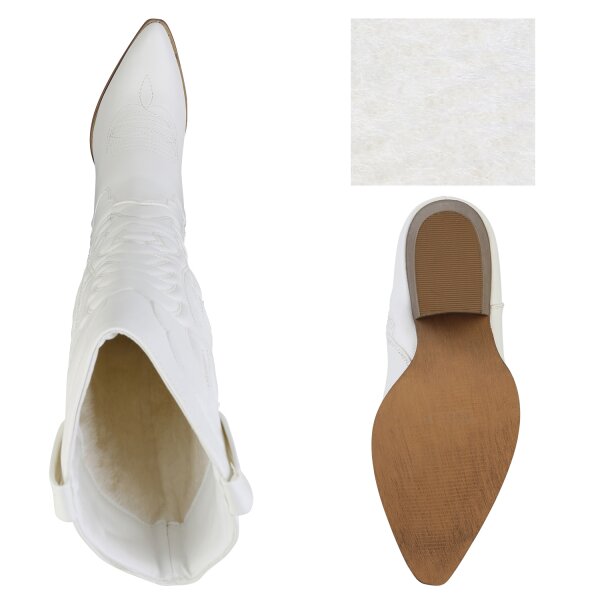 Stiefelparadies Damen Cowboystiefel In Weiss