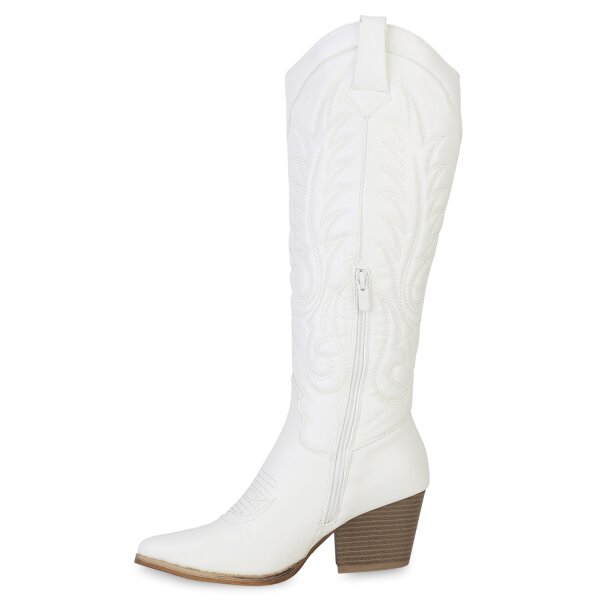 Stiefelparadies Damen Cowboystiefel in Weiss